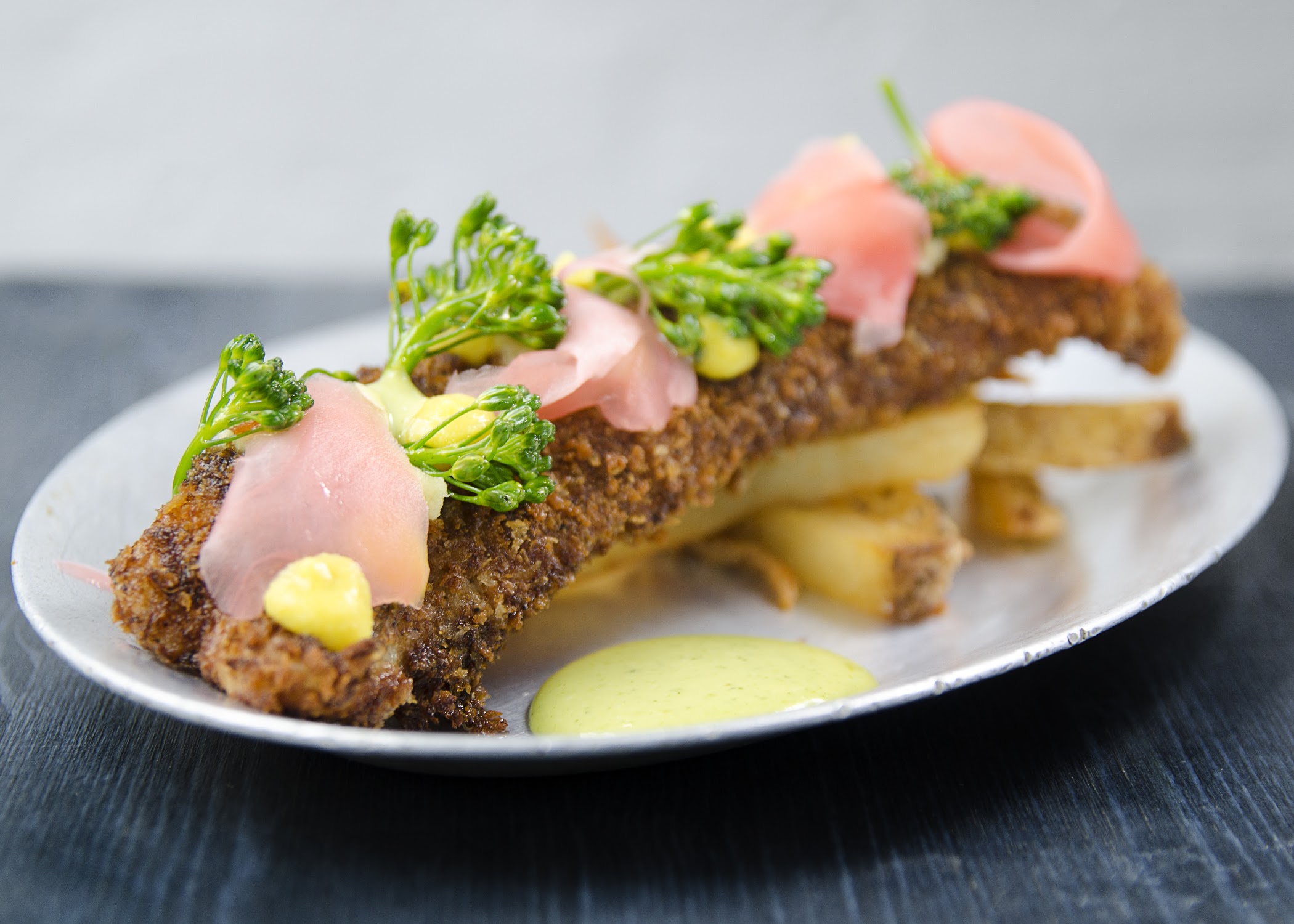 Spiny dogfish with Sichuan pepper and ginger panko